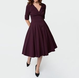NWT Unique Vintage Purple Delores Swing Dress M